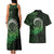 New Zealand Maori Koru Fern Couples Matching Tank Maxi Dress and Hawaiian Shirt Spiral Polynesian Style Green