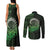 New Zealand Maori Koru Fern Couples Matching Tank Maxi Dress and Long Sleeve Button Shirt Spiral Polynesian Style Green