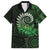 New Zealand Maori Koru Fern Family Matching Long Sleeve Bodycon Dress and Hawaiian Shirt Spiral Polynesian Style Green