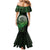 New Zealand Maori Koru Fern Family Matching Mermaid Dress and Hawaiian Shirt Spiral Polynesian Style Green