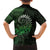 New Zealand Maori Koru Fern Family Matching Off Shoulder Short Dress and Hawaiian Shirt Spiral Polynesian Style Green