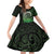 New Zealand Maori Koru Fern Family Matching Off Shoulder Short Dress and Hawaiian Shirt Spiral Polynesian Style Green