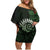 New Zealand Maori Koru Fern Family Matching Off Shoulder Short Dress and Hawaiian Shirt Spiral Polynesian Style Green