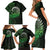 New Zealand Maori Koru Fern Family Matching Short Sleeve Bodycon Dress and Hawaiian Shirt Spiral Polynesian Style Green