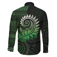 New Zealand Maori Koru Fern Family Matching Tank Maxi Dress and Hawaiian Shirt Spiral Polynesian Style Green