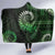 New Zealand Maori Koru Fern Hooded Blanket Spiral Polynesian Style Green