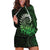 New Zealand Maori Koru Fern Hoodie Dress Spiral Polynesian Style Green