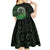 New Zealand Maori Koru Fern Kid Short Sleeve Dress Spiral Polynesian Style Green