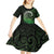 New Zealand Maori Koru Fern Kid Short Sleeve Dress Spiral Polynesian Style Green