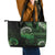 New Zealand Maori Koru Fern Leather Tote Bag Spiral Polynesian Style Green