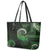 New Zealand Maori Koru Fern Leather Tote Bag Spiral Polynesian Style Green