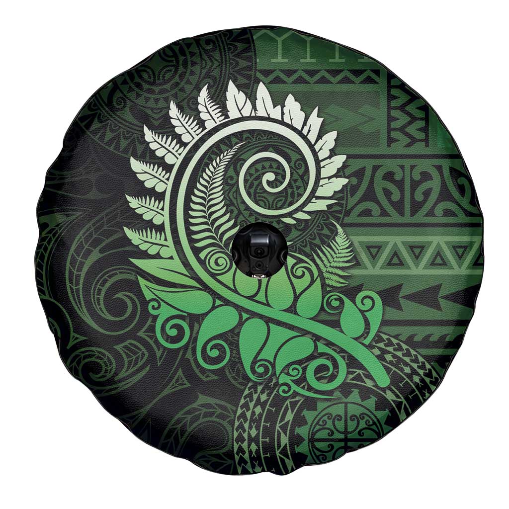 New Zealand Maori Koru Fern Spare Tire Cover Spiral Polynesian Style Green