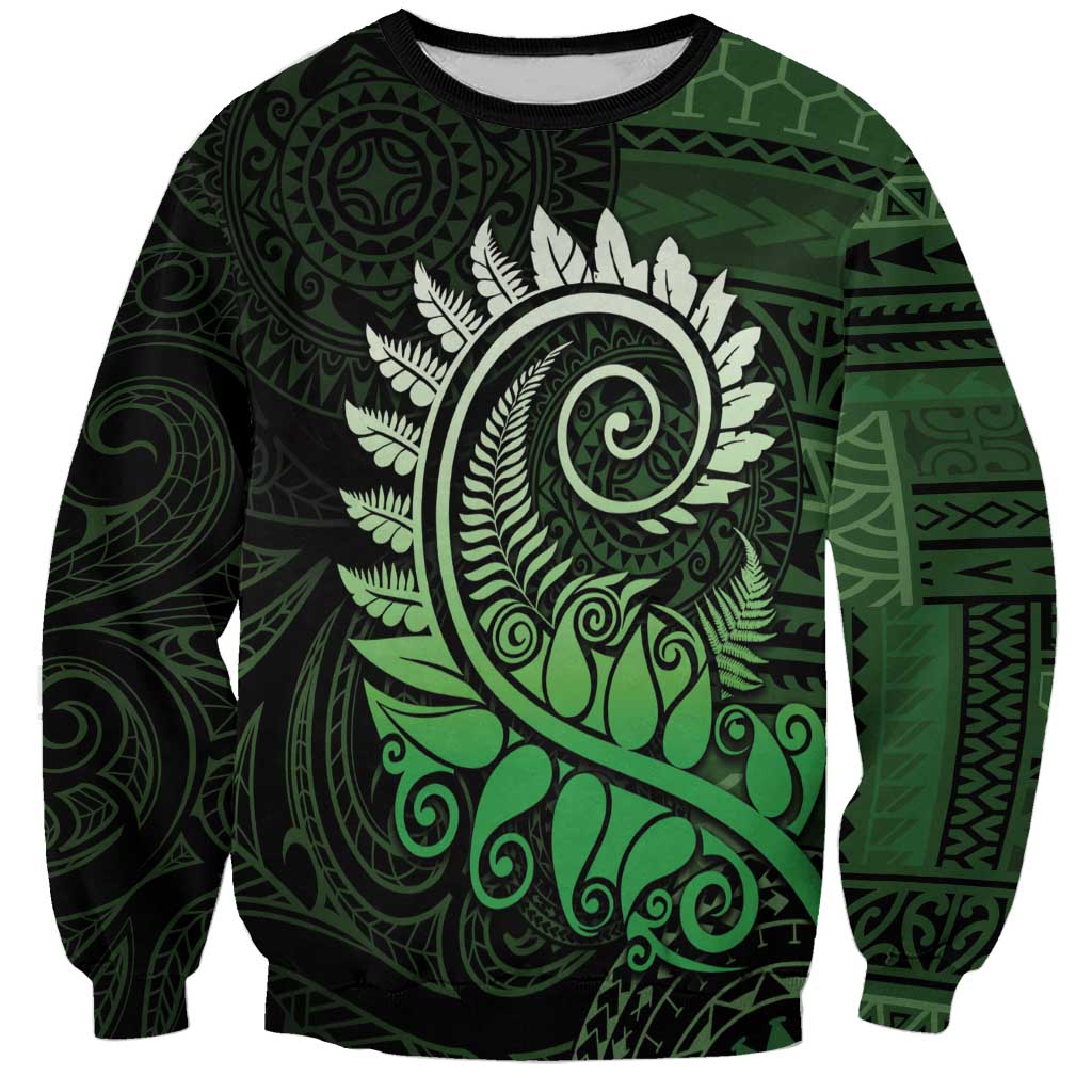 New Zealand Maori Koru Fern Sweatshirt Spiral Polynesian Style Green LT05 Unisex Green - Polynesian Pride
