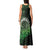 New Zealand Maori Koru Fern Tank Maxi Dress Spiral Polynesian Style Green