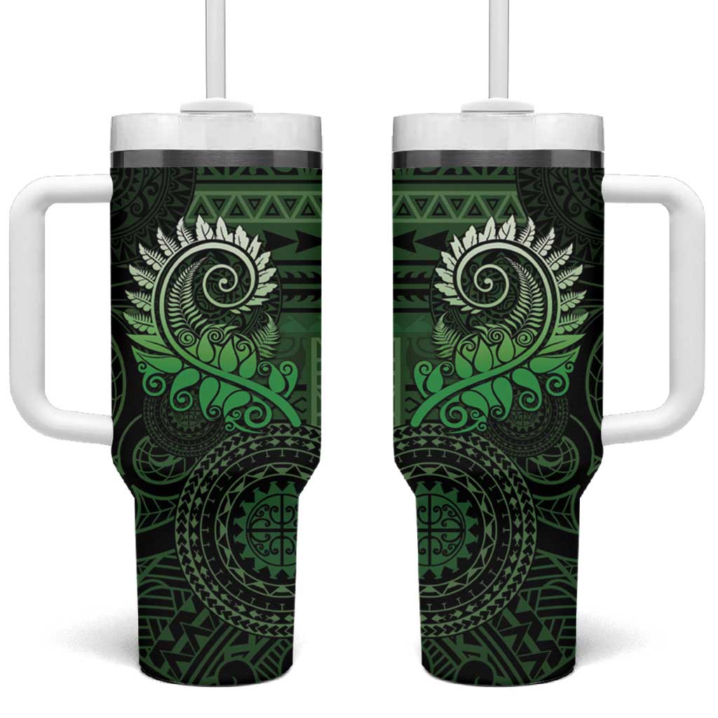 New Zealand Maori Koru Fern Tumbler With Handle Spiral Polynesian Style Green LT05 One Size: 40 oz Green - Polynesian Pride
