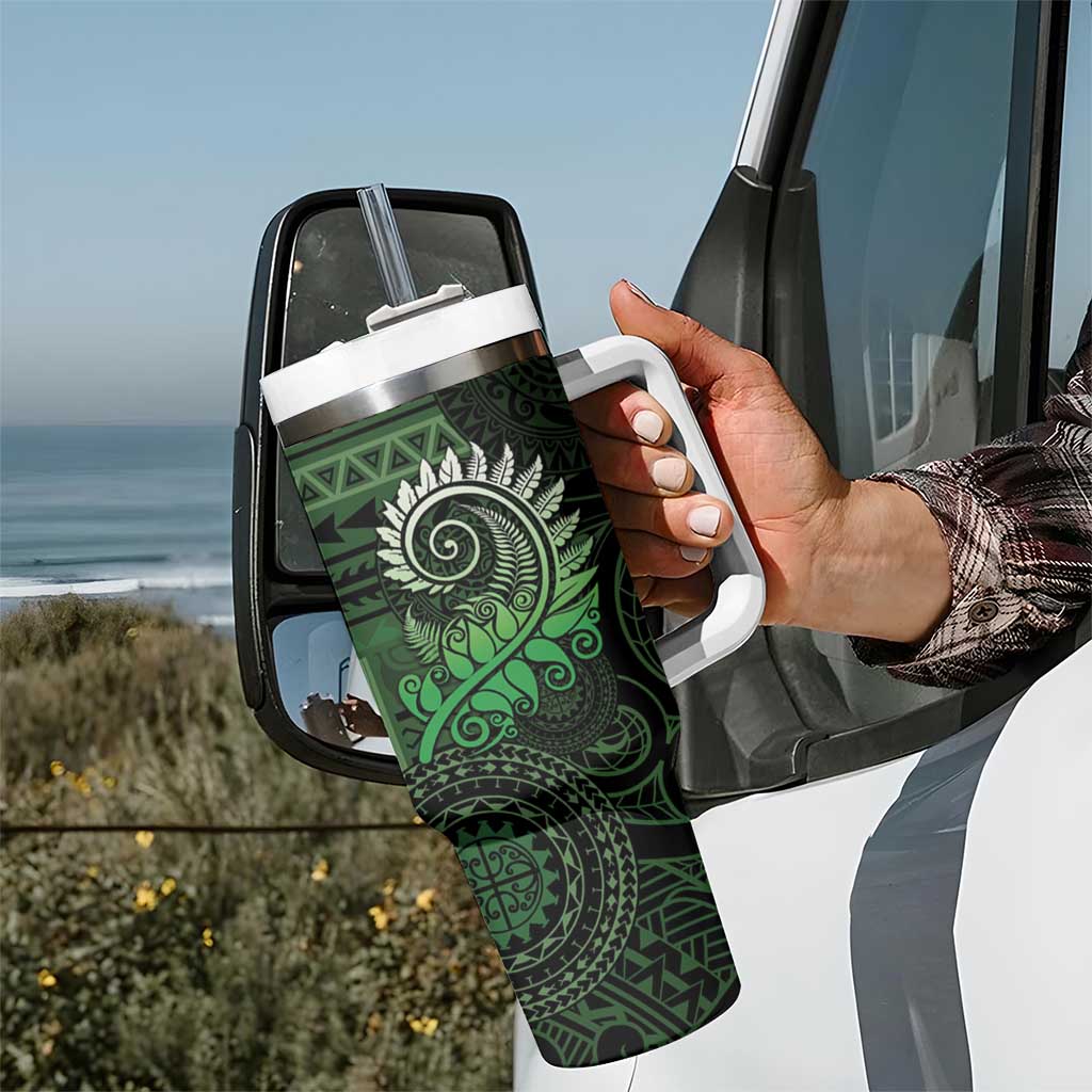 New Zealand Maori Koru Fern Tumbler With Handle Spiral Polynesian Style Green LT05 - Polynesian Pride