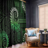 New Zealand Maori Koru Fern Window Curtain Spiral Polynesian Style Green