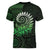 New Zealand Maori Koru Fern Women V-Neck T-Shirt Spiral Polynesian Style Green