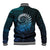 New Zealand Maori Koru Fern Baseball Jacket Spiral Polynesian Style Aqua Gradient