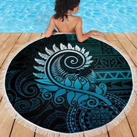 New Zealand Maori Koru Fern Beach Blanket Spiral Polynesian Style Aqua Gradient LT05 - Polynesian Pride