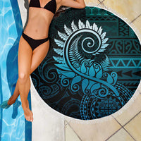 New Zealand Maori Koru Fern Beach Blanket Spiral Polynesian Style Aqua Gradient LT05 - Polynesian Pride