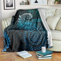 New Zealand Maori Koru Fern Blanket Spiral Polynesian Style Aqua Gradient LT05 Aqua - Polynesian Pride