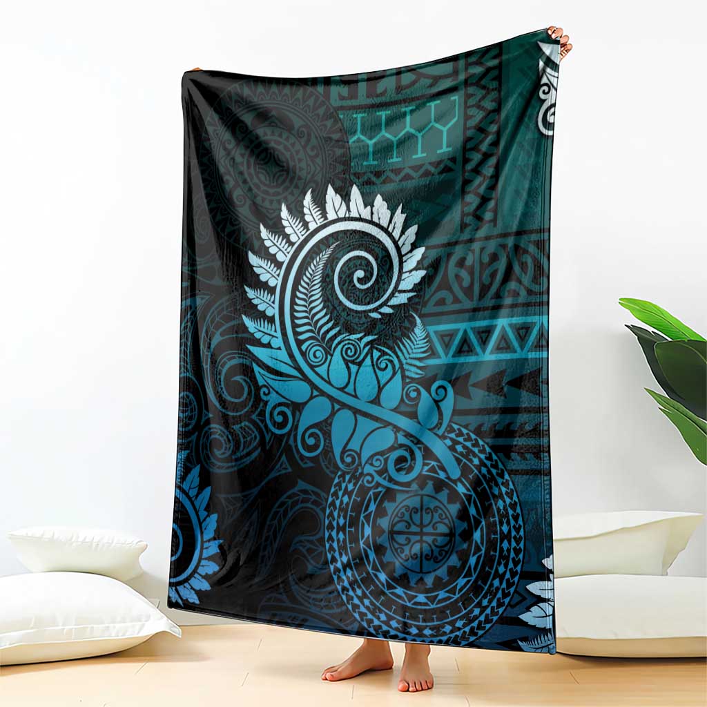 New Zealand Maori Koru Fern Blanket Spiral Polynesian Style Aqua Gradient LT05 - Polynesian Pride