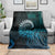 New Zealand Maori Koru Fern Blanket Spiral Polynesian Style Aqua Gradient