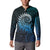 New Zealand Maori Koru Fern Button Sweatshirt Spiral Polynesian Style Aqua Gradient