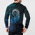 New Zealand Maori Koru Fern Button Sweatshirt Spiral Polynesian Style Aqua Gradient