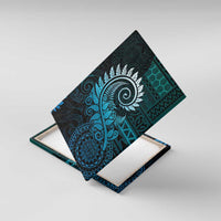 New Zealand Maori Koru Fern Canvas Wall Art Spiral Polynesian Style Aqua Gradient LT05 With Frame Aqua - Polynesian Pride