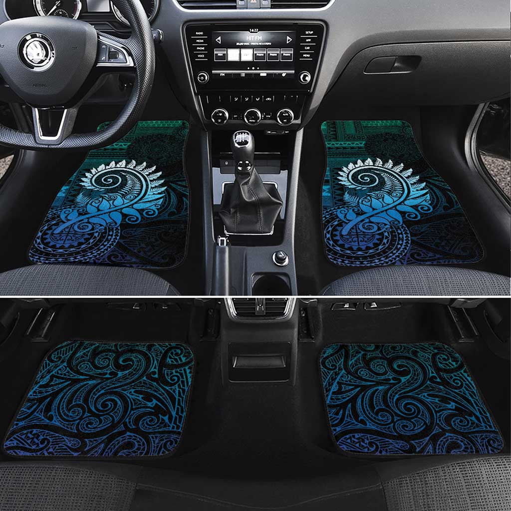 New Zealand Maori Koru Fern Car Mats Spiral Polynesian Style Aqua Gradient LT05 Set 4pcs Aqua - Polynesian Pride