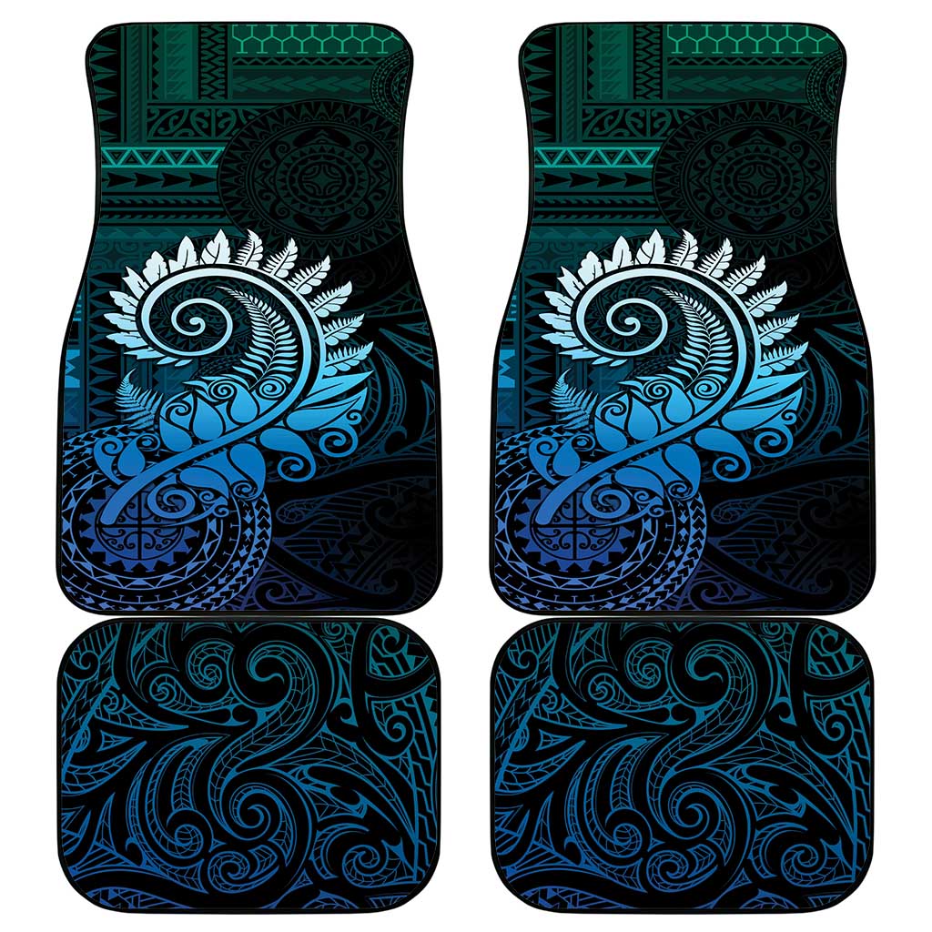 New Zealand Maori Koru Fern Car Mats Spiral Polynesian Style Aqua Gradient LT05 - Polynesian Pride
