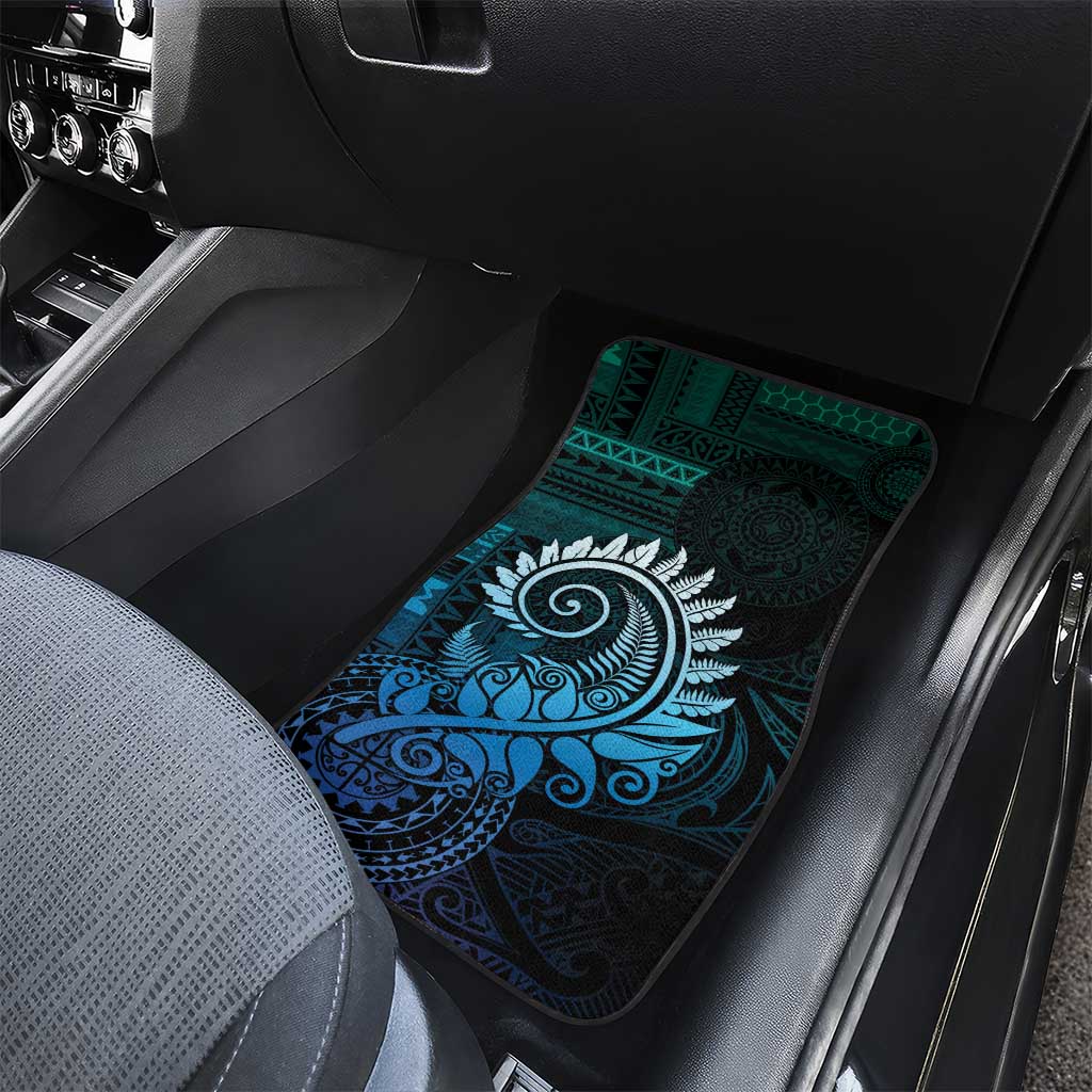 New Zealand Maori Koru Fern Car Mats Spiral Polynesian Style Aqua Gradient LT05 - Polynesian Pride