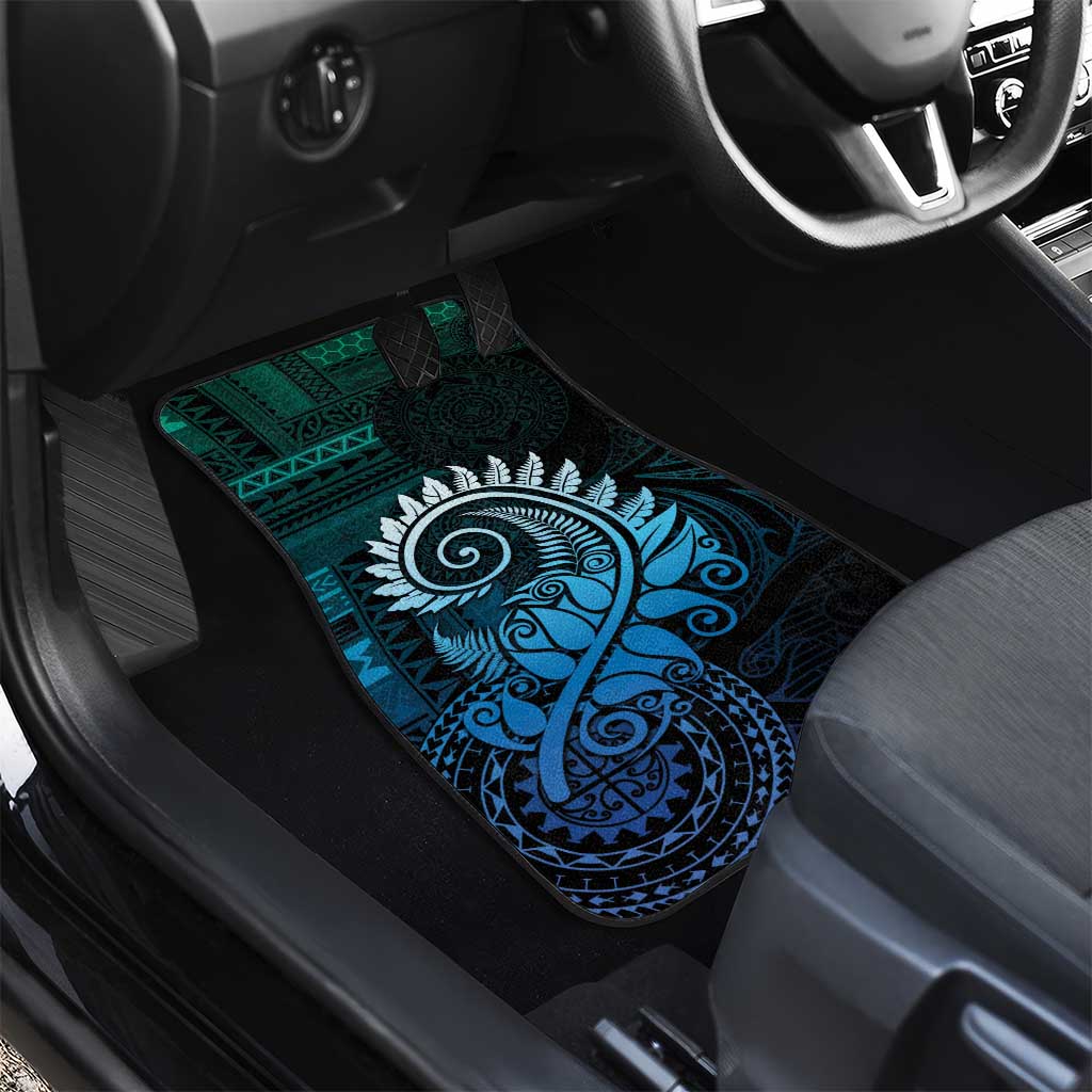 New Zealand Maori Koru Fern Car Mats Spiral Polynesian Style Aqua Gradient LT05 - Polynesian Pride