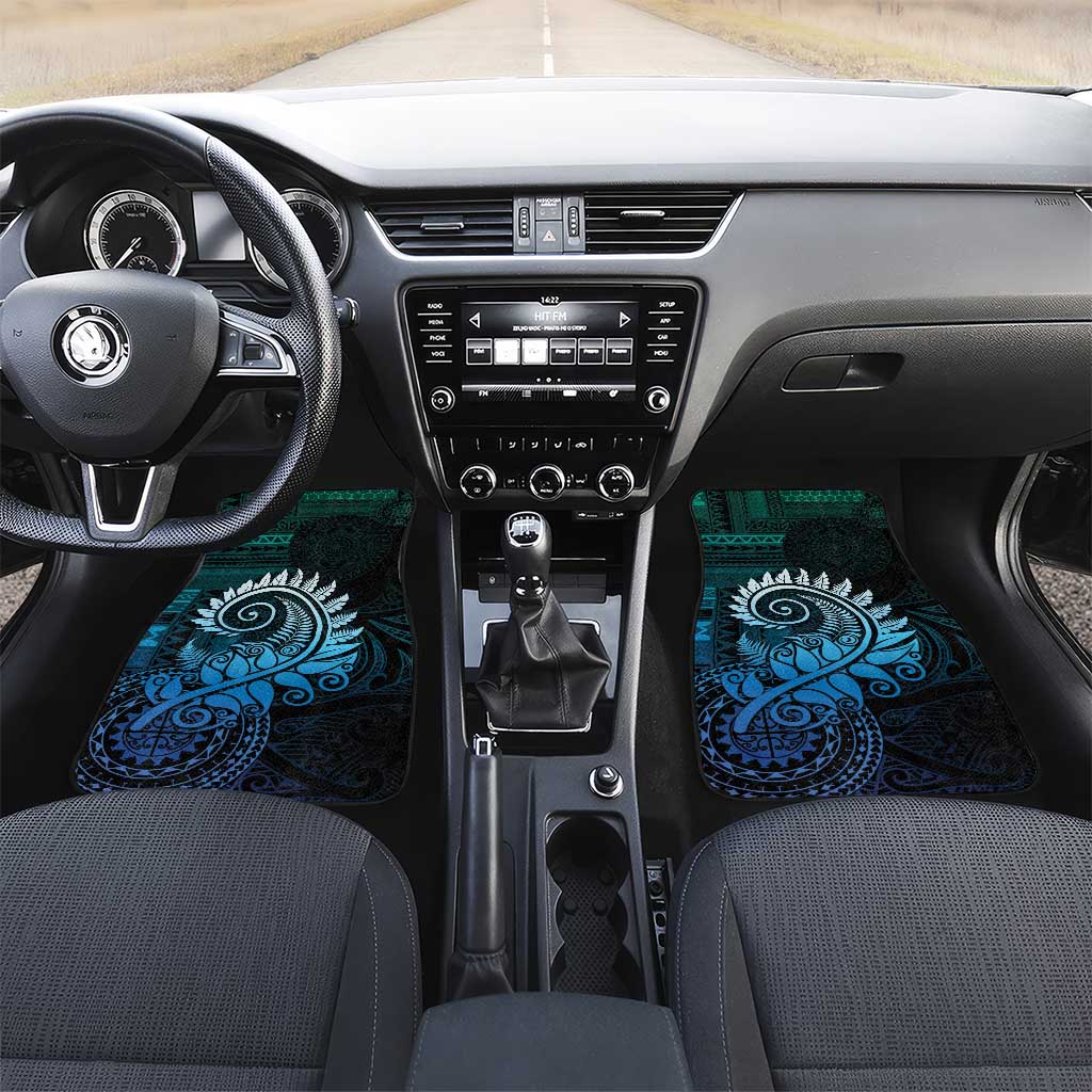 New Zealand Maori Koru Fern Car Mats Spiral Polynesian Style Aqua Gradient LT05 Set 2pcs - Front Aqua - Polynesian Pride