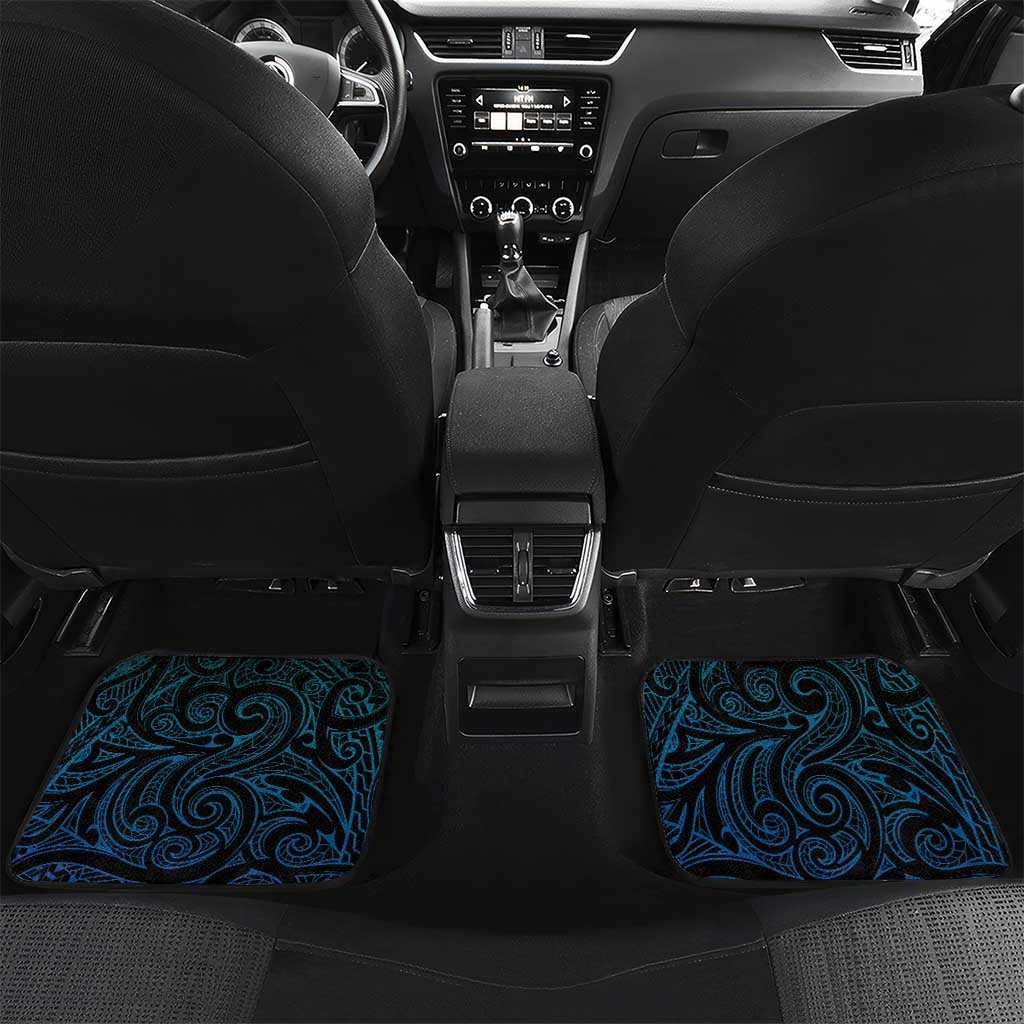 New Zealand Maori Koru Fern Car Mats Spiral Polynesian Style Aqua Gradient LT05 Set 2pcs - Back Aqua - Polynesian Pride