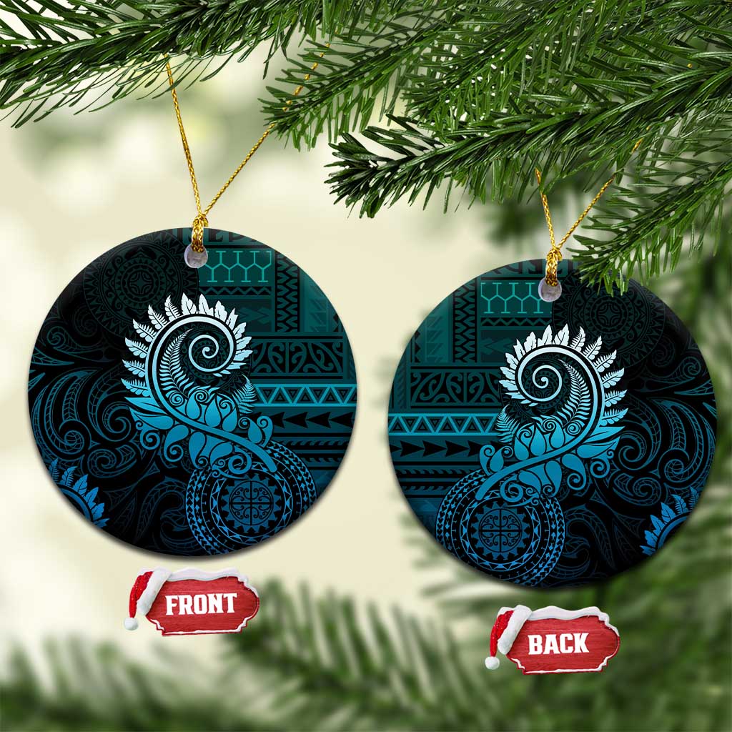 New Zealand Maori Koru Fern Ceramic Ornament Spiral Polynesian Style Aqua Gradient LT05 Circle Aqua - Polynesian Pride