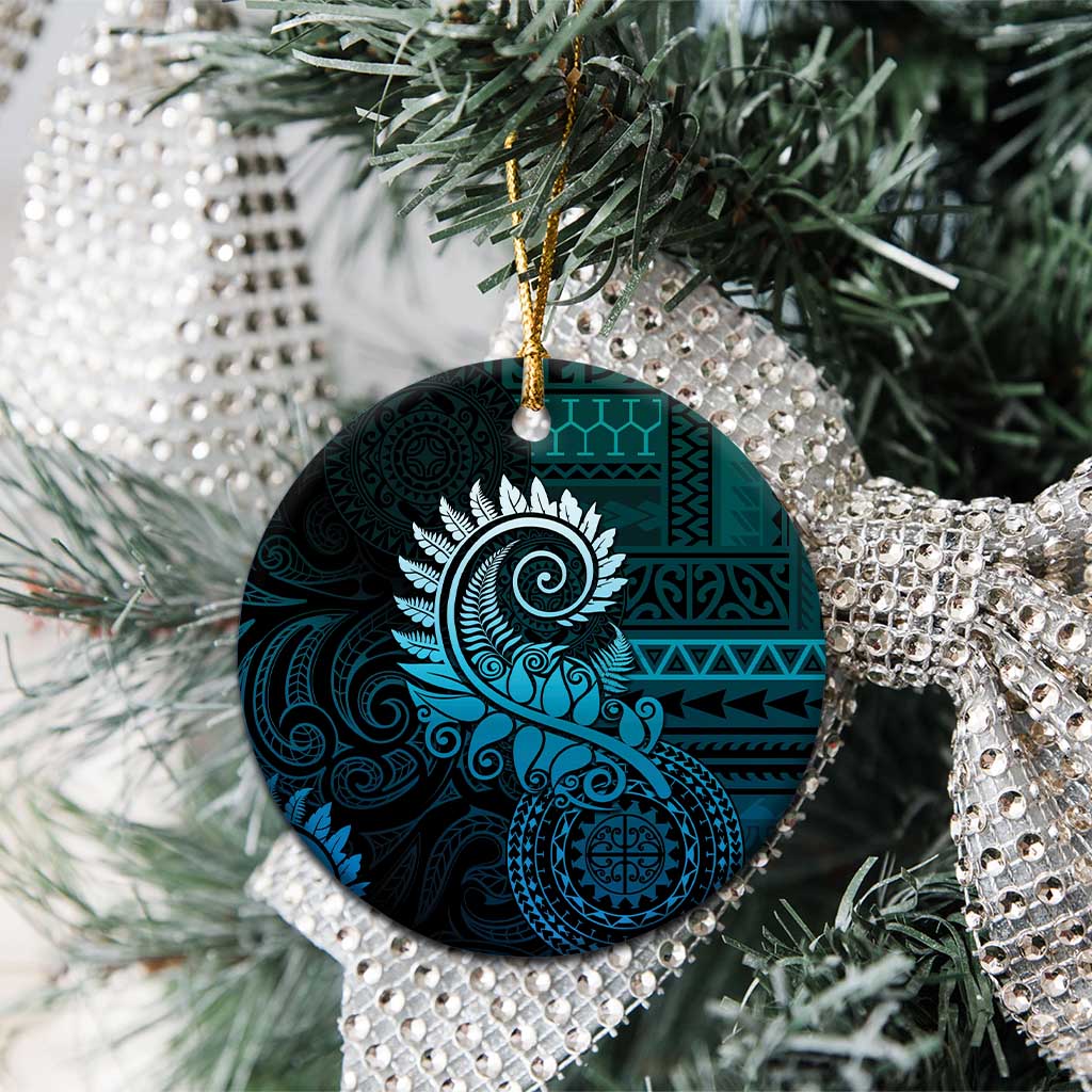New Zealand Maori Koru Fern Ceramic Ornament Spiral Polynesian Style Aqua Gradient LT05 - Polynesian Pride