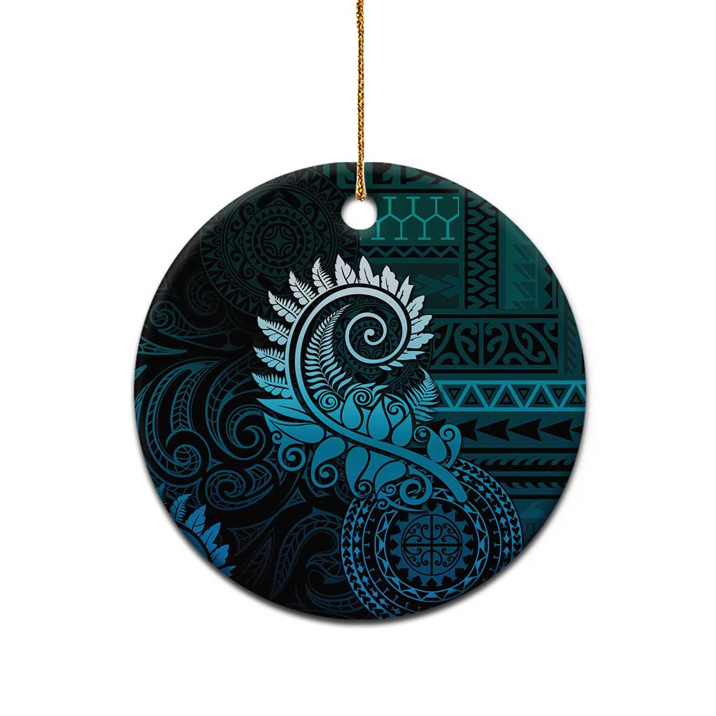 New Zealand Maori Koru Fern Ceramic Ornament Spiral Polynesian Style Aqua Gradient LT05 - Polynesian Pride