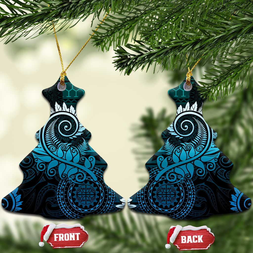 New Zealand Maori Koru Fern Ceramic Ornament Spiral Polynesian Style Aqua Gradient LT05 Christmas Tree Aqua - Polynesian Pride
