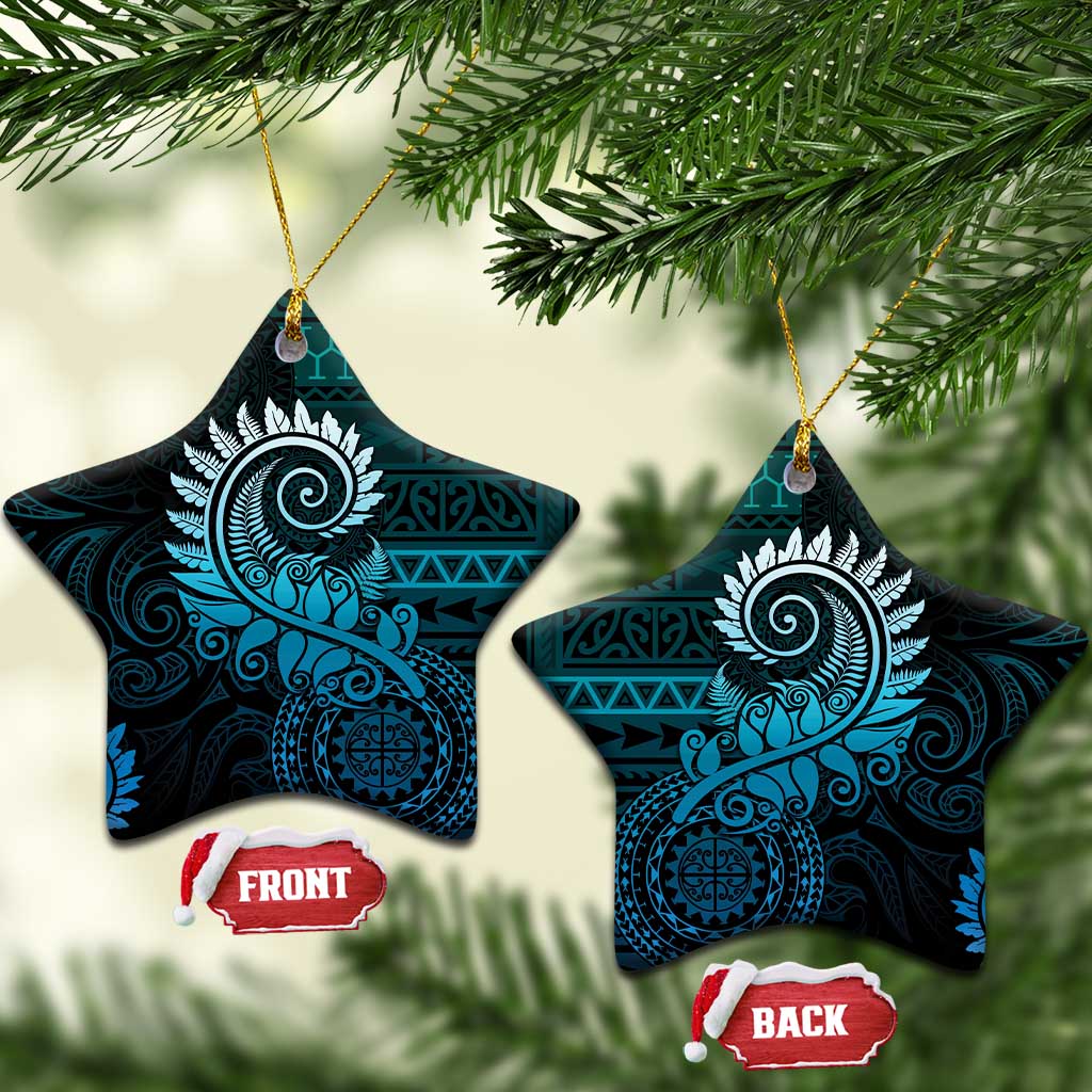 New Zealand Maori Koru Fern Ceramic Ornament Spiral Polynesian Style Aqua Gradient LT05 Star Aqua - Polynesian Pride