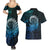 New Zealand Maori Koru Fern Couples Matching Summer Maxi Dress and Hawaiian Shirt Spiral Polynesian Style Aqua Gradient