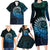 New Zealand Maori Koru Fern Family Matching Long Sleeve Bodycon Dress and Hawaiian Shirt Spiral Polynesian Style Aqua Gradient