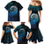 New Zealand Maori Koru Fern Family Matching Mermaid Dress and Hawaiian Shirt Spiral Polynesian Style Aqua Gradient