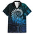 New Zealand Maori Koru Fern Family Matching Off The Shoulder Long Sleeve Dress and Hawaiian Shirt Spiral Polynesian Style Aqua Gradient