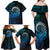 New Zealand Maori Koru Fern Family Matching Off Shoulder Maxi Dress and Hawaiian Shirt Spiral Polynesian Style Aqua Gradient