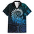 New Zealand Maori Koru Fern Family Matching Short Sleeve Bodycon Dress and Hawaiian Shirt Spiral Polynesian Style Aqua Gradient