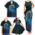 New Zealand Maori Koru Fern Family Matching Tank Maxi Dress and Hawaiian Shirt Spiral Polynesian Style Aqua Gradient