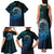 New Zealand Maori Koru Fern Family Matching Tank Maxi Dress and Hawaiian Shirt Spiral Polynesian Style Aqua Gradient